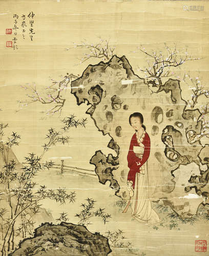 CHEN SHAOMEI: INK AND COLOR ON SILK PAINTING 'LADY'