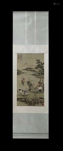 QU ZHAOLIN: RIDING HORSE SCROLL