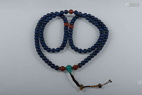 LAPIS LAZULI 108 ROUND COURT BEADS NECKLACE