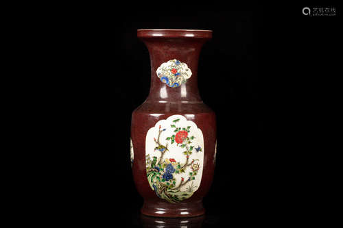 A LARGE RUSSET-GLAZED OVOID VASE