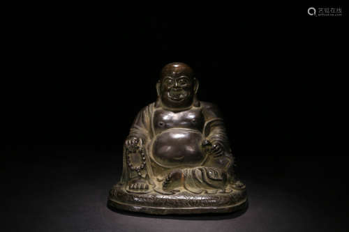 A BRONZE MAITREYA BUDDHA STATUE