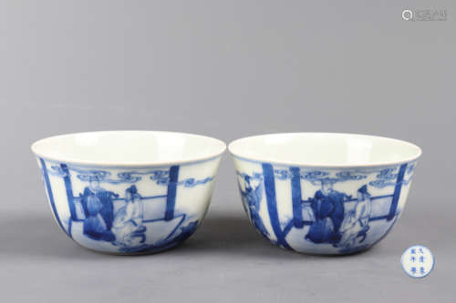 Pair Of Blue And White Porcelain Bowls