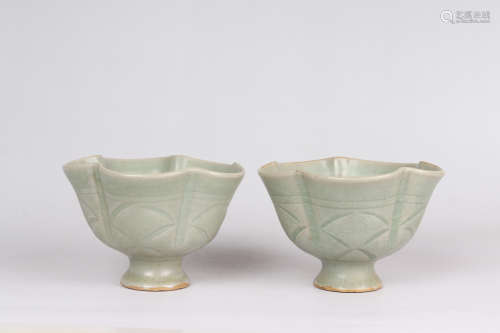 Pair Of Celadon Porcelain Bowls