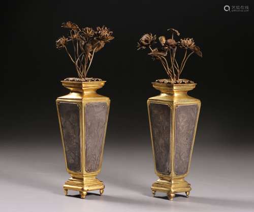 Bronze Floral Vases