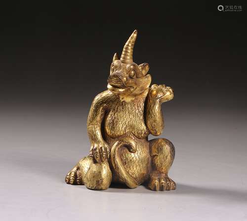 Bronze Horned Mythical Beast