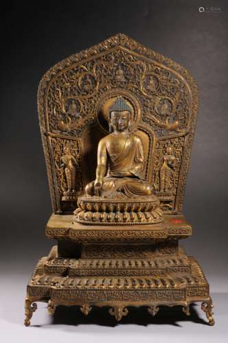 Finely Cast Gilt Bronze Figure Of Shakyamuni Buddha