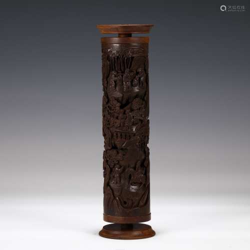 Intricately Carved Bamboo Incense Holder