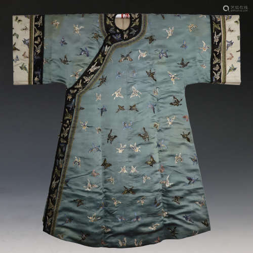 Qing Dyn. Silk Embroidered Butterfly Lady's Robe, Jifu