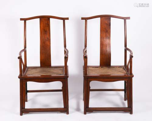 A Pair Of Yokeback  Huanghuali Arm Chairs