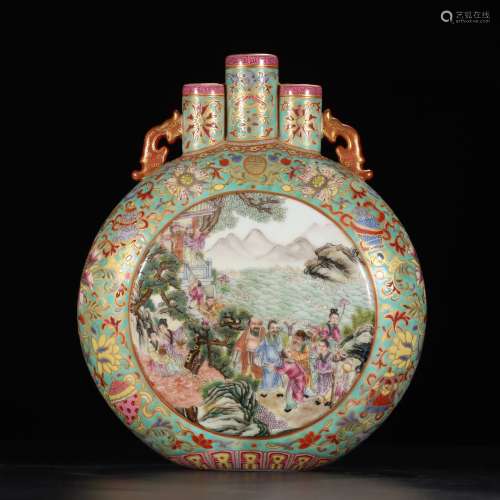 Famille Rose Enameled Porcelain Moonflask, Qianlong Mar