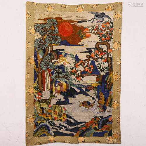 Chinese Forbidden Stitch Silk 'Landscape' Panel