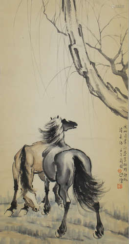 Chinese Painting Of Horses With Artists Mark