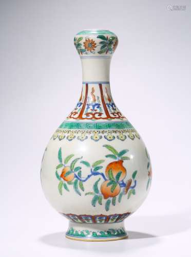 Famille Rose Porcelain Garlic  Vase With Mark