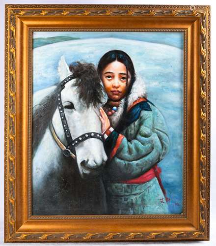 Oil Painting Of Girl With Horse