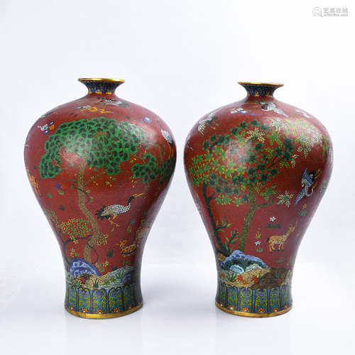 Pair Bronze Meiping Form Vase With Mark