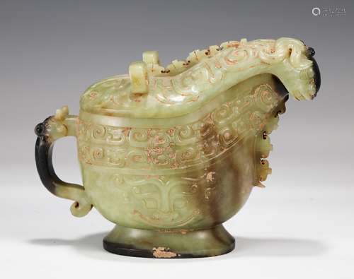 Archaic Carved Jade Ritual Wine Vessel