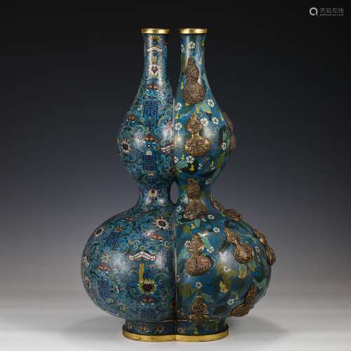 Conjoined Cloisonne Enamel Double Gourd Vase