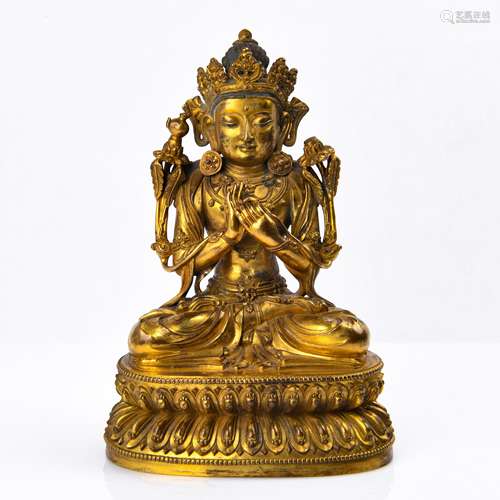 Finely Cast GIlt Bronze Figure Of Maitreya Bodhisattva