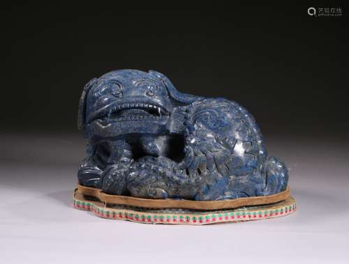 Carved Lapis Foo Dog