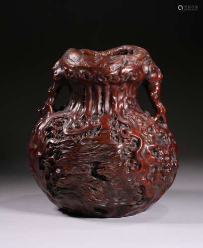 Carved Wood Water Pot