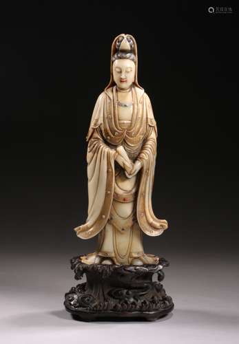 Carved Stone Figure Of Guanyin