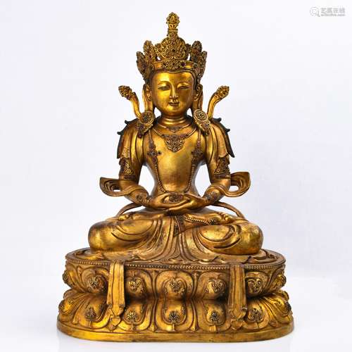 Finely Cast GIlt Bronze Figure Of Amitayus