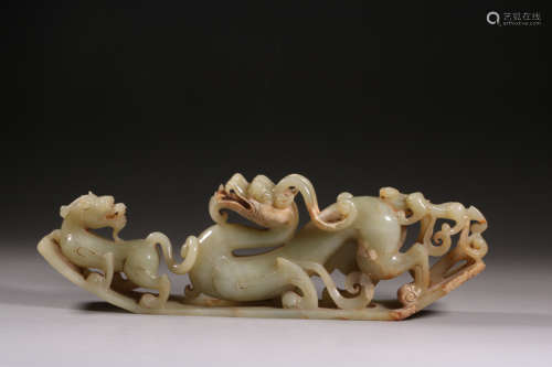 Carved Russet Jade Dragons