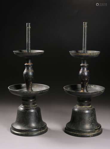 A Pair Chinese Bronze Candlesticks