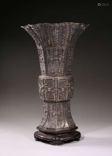 Chinese Silver Beaker Vase