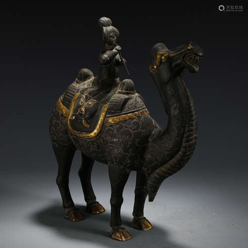 Bronze And Gilt Camel With Women Rider