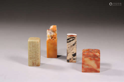 Four Carved Soapstone Seals