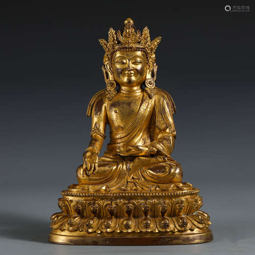 Finely Cast Gilt Bronze Figure of Maitreya