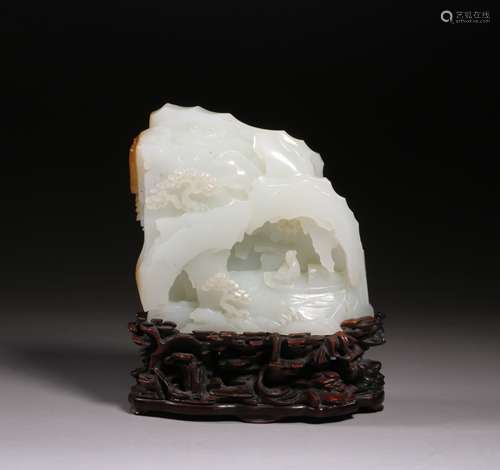 Carved White Russet Jade Mountain