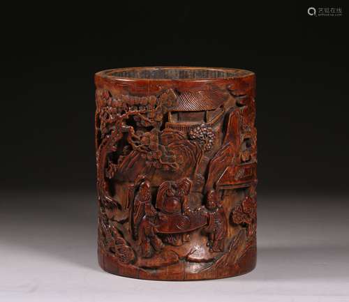 Carved Bamboo Brush Pot