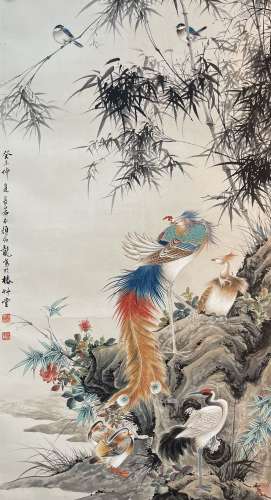 顏伯龍 近現代 花鳥 紙本設色 立軸