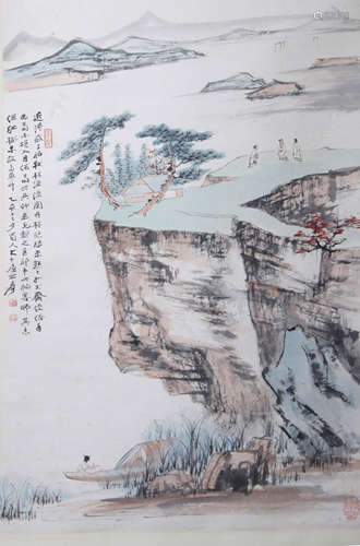 張大千 近現代 高士山居圖 紙本設色 立軸