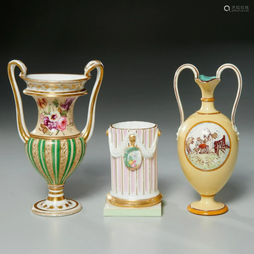 (3) antique English porcelain vases, incl. Spode