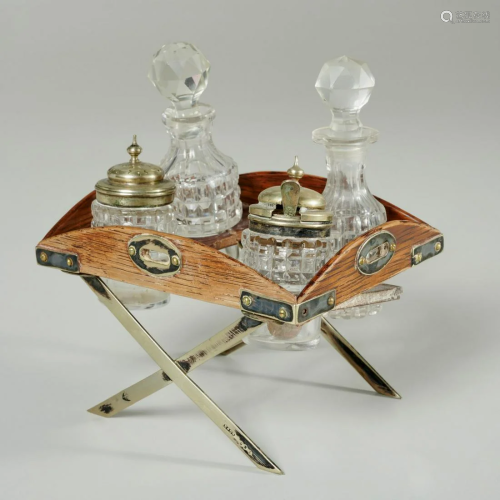 Victorian silver novelty butler's tray cruet set