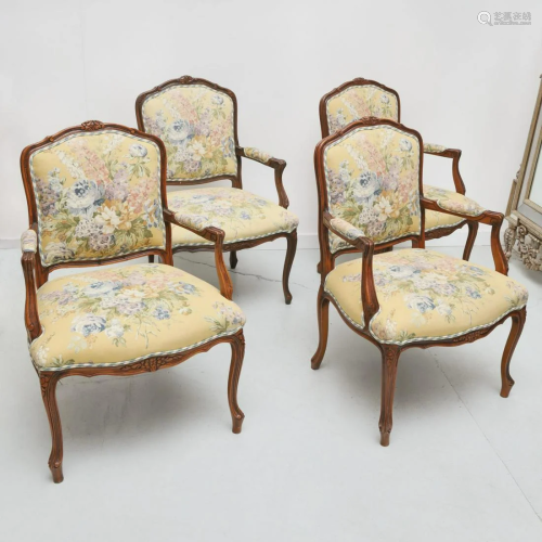 Set (4) Louis XV style armchairs