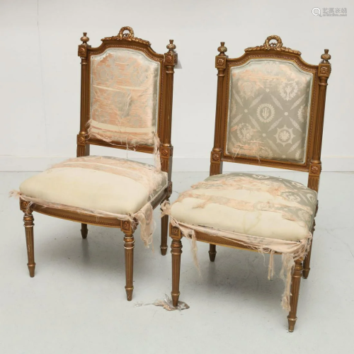 Pair antique Louis XVI style side chairs