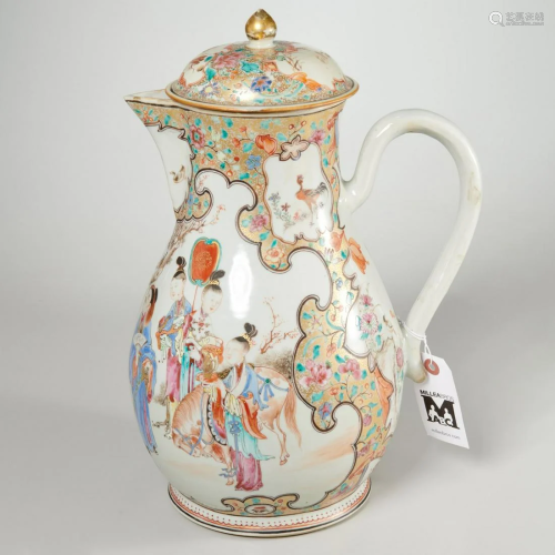 Large Chinese famille rose porcelain milk jug