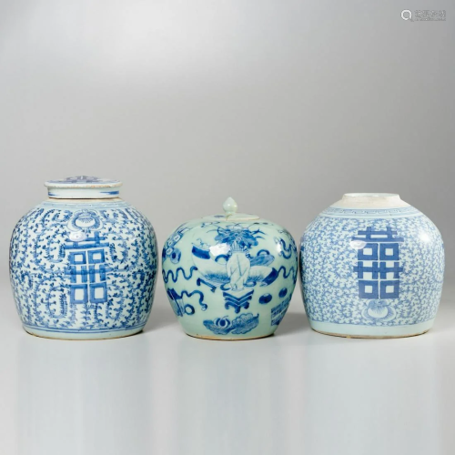 (3) Chinese porcelain ginger jars