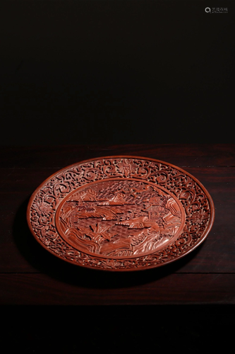 A CINNABAR LACQUER DISH.QING PERIOD 清 “