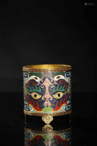 A CLOISONNE ENAMEL BRONZE CENSER.MARK OF QIANLO…