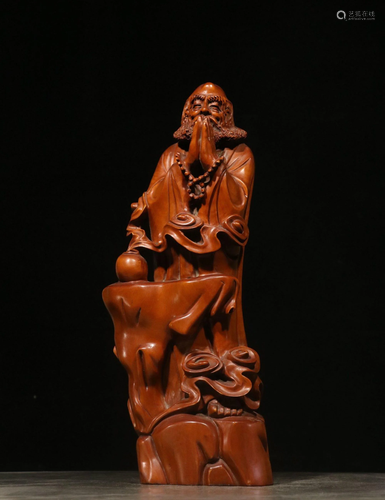 A CARVED HUANGYANGMU DAMO 旧藏.黄