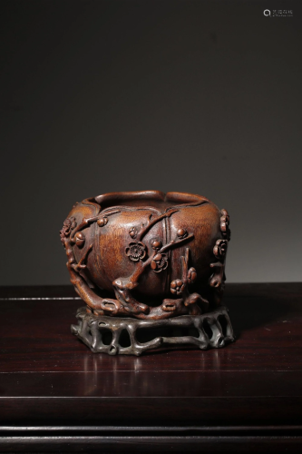 A CARVED BAMBOO WASHER.QING PERIOD 清 竹