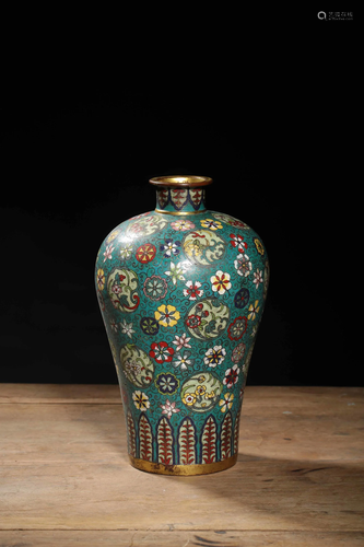 A CLOISONNE ENAMEL BRONZE MEIPING.MARK OF QIANL…