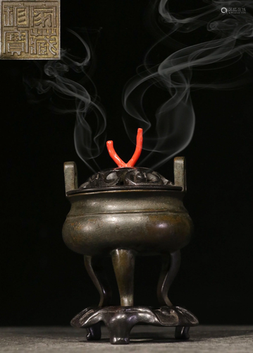 A BRONZE CENSER AND COVER.REPUBLIC PERIOD 民