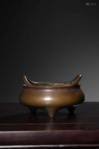 A BRONZE TRIPOD CENSER.MARK OF XUANDE 清 “