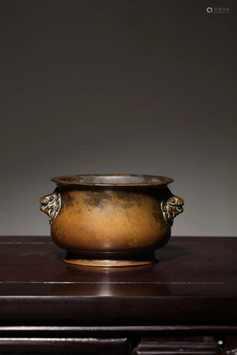 A BRONZE LIONHEAD CENSER.MARK OF XUANDE 清